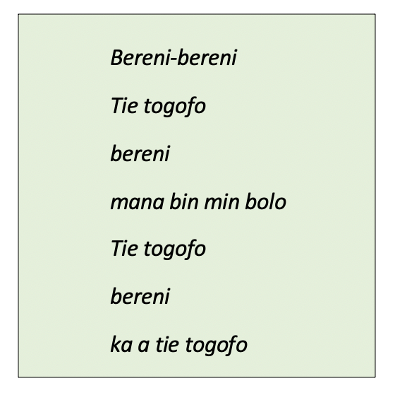 Bilde av teksten til et dikt på et språk fra Mali